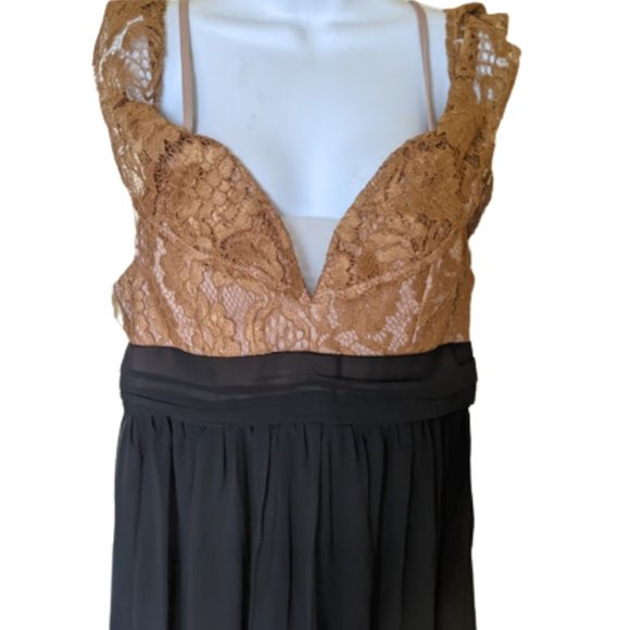 Black  Metallic Gold Max Full Lenght Empire Waist Dress XL New NWOT - Picture 6 of 10